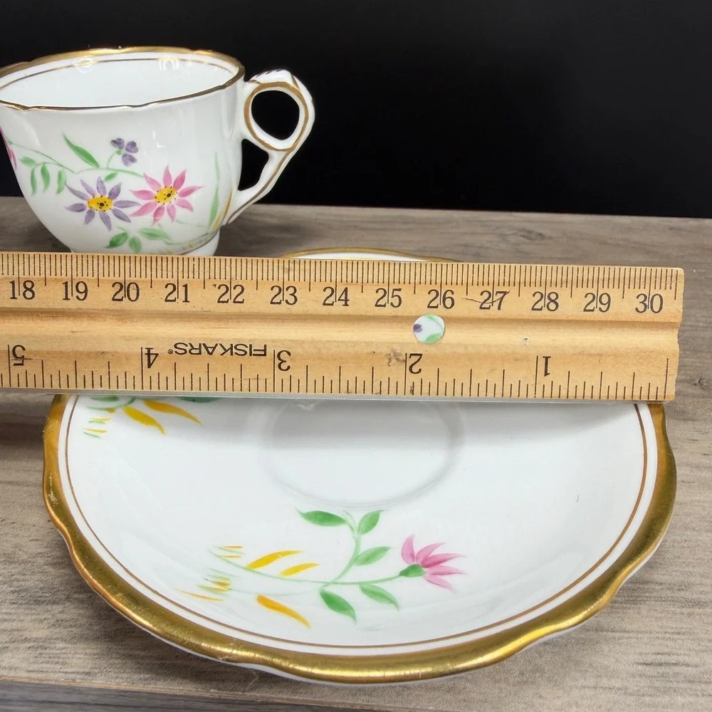 Royal Stafford‎ Bone China Teacup and Saucer Set Floral Gold Gilt England 8163H